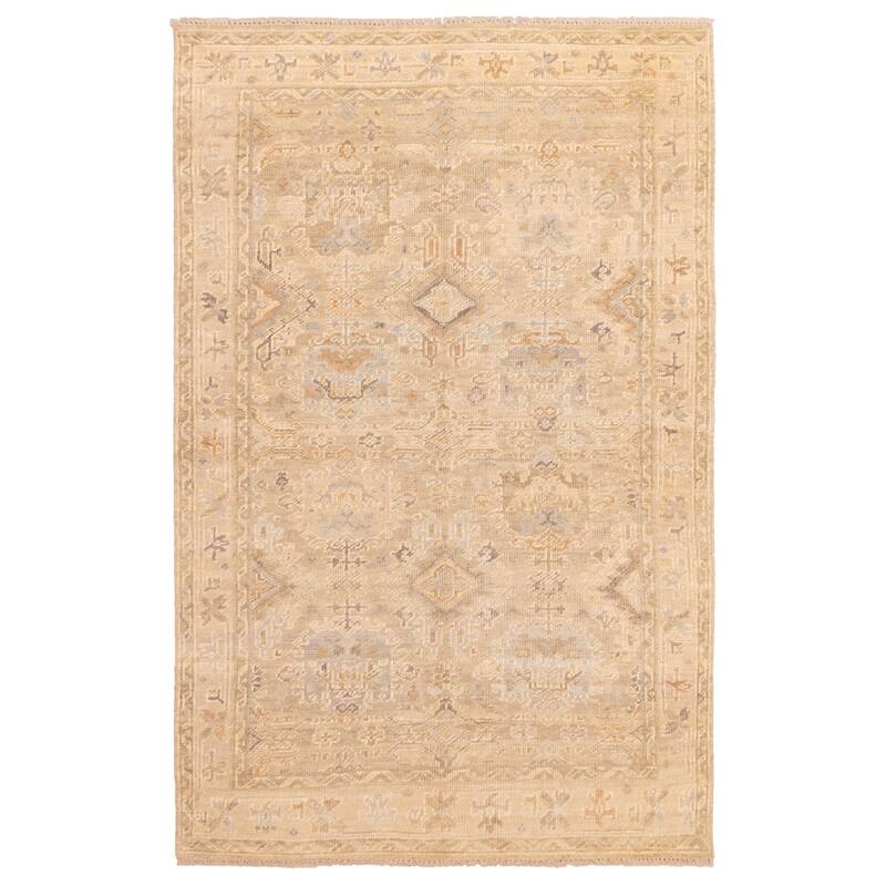 ECARPETGALLERY Hand-knotted Kavya Oushak Light Khaki Wool Rug - 5'10 x 8'11
