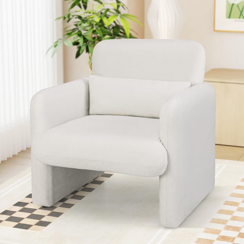 Costway 1/2 PCS Chenille Accent Chair with Removable Lumbar Pillow