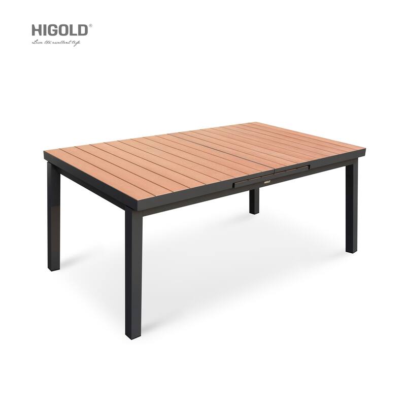 Carlo 9 Pieces Imitated Wood Plastic Outdoor Dining set for 8 Person, Extendable Table and Stackable Chair