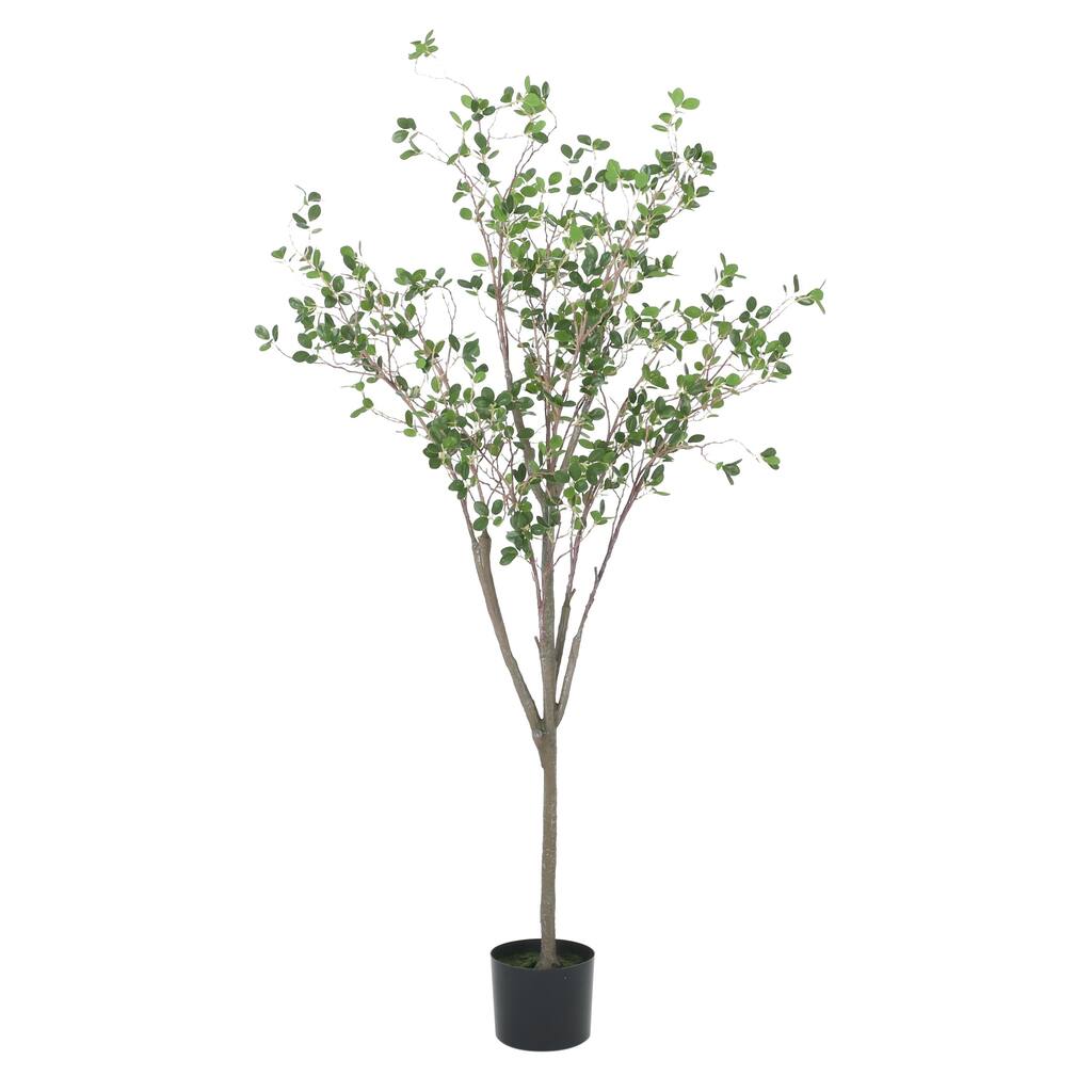 Deso Artificial Milan Leaf Bonsai, Rich Green Oval Leaves 59 Inch