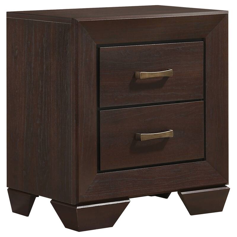 Dark Cocoa 2-Drawer Rectangular Nightstand with Wood Grain Finish