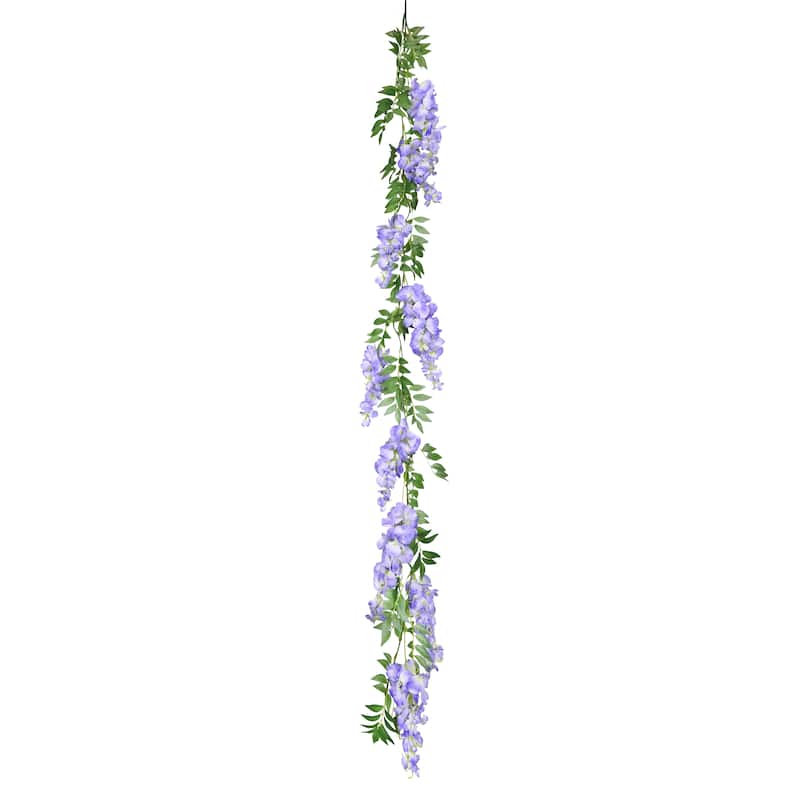 Set of 2 Purple Artificial Wisteria Flower Garland Hanging VIne 6ft - 72" L x 6" W x 6" DP