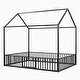 preview thumbnail 13 of 12, Black Full Size Metal House Bed with Fence, Roof and Door for Kids, Boys and Girls, Bedroom