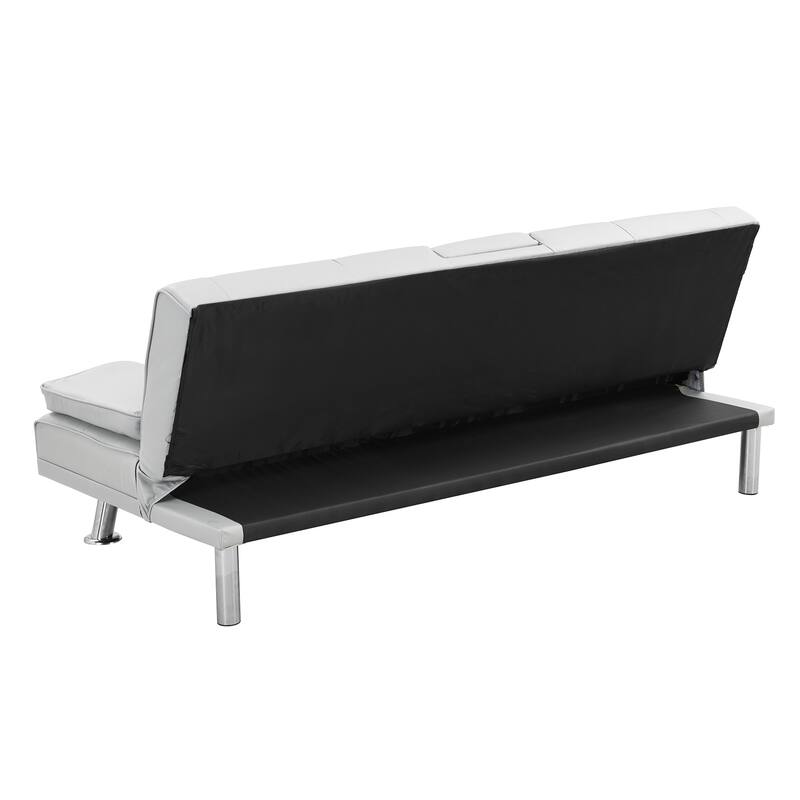 66.1" PVC Loveseat Sofa Bed with Wood Frame and Stainless Legs