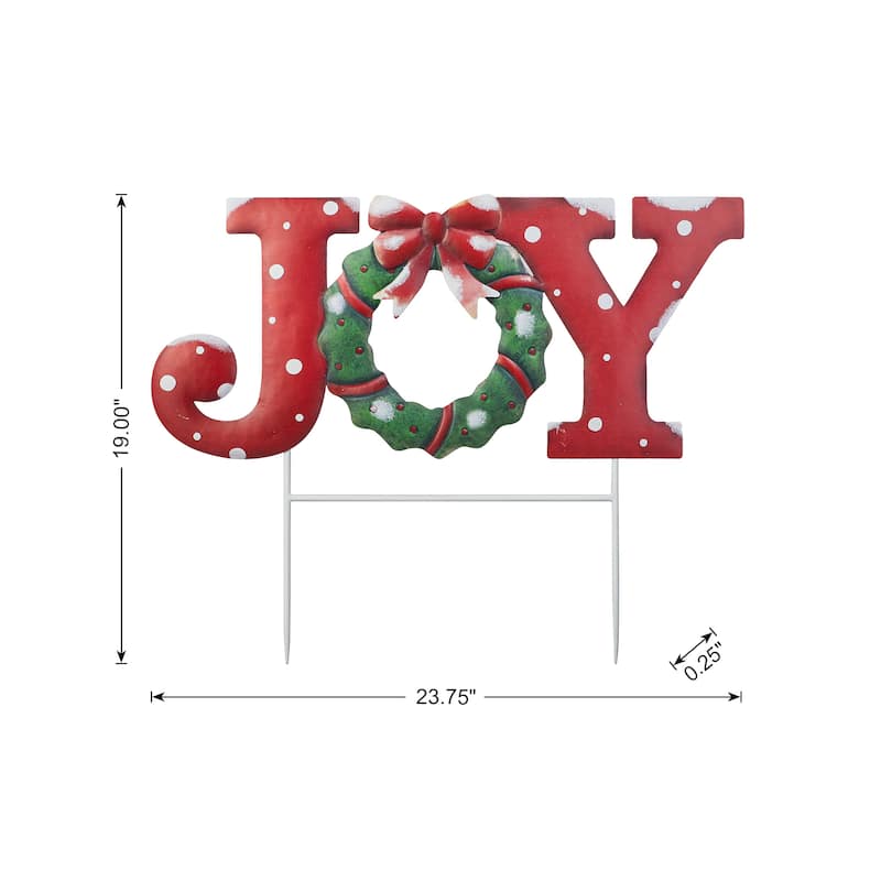 Glitzhome Christmas Metal JOY HOPE Sign Snowmen Yard Stake Wall Sign Standing Decor