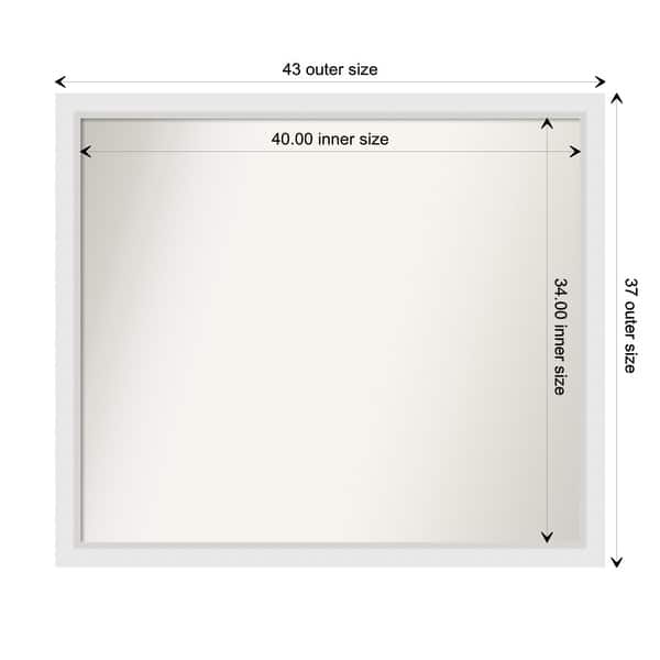 dimension image slide 74 of 93, Wall Mirror Choose Your Custom Size - Extra Large, Blanco White Wood