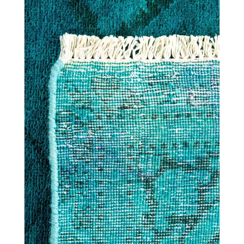 Overton Hand Knotted Wool Vintage Inspired Modern Contemporary Overdyed Blue Area Rug - 3' 1" x 5' 3"