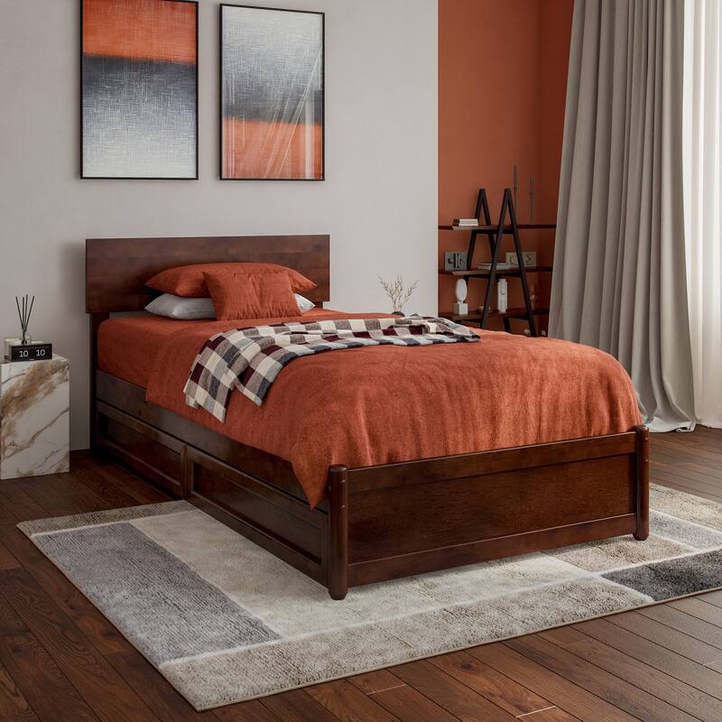 Wesley Platform Bed with Panel Footboard and Storage Drawers