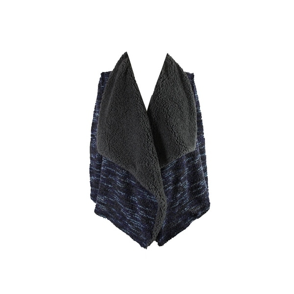 Vintage America Blue Multi Faux-Fur Open-Front Jacket XL