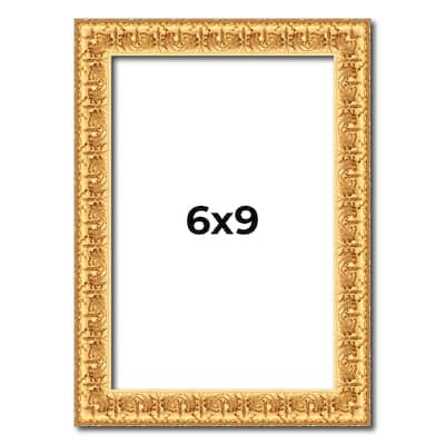 6x9 Frame Gold Real Wood Picture Frame Width 1 inches | Interior Frame