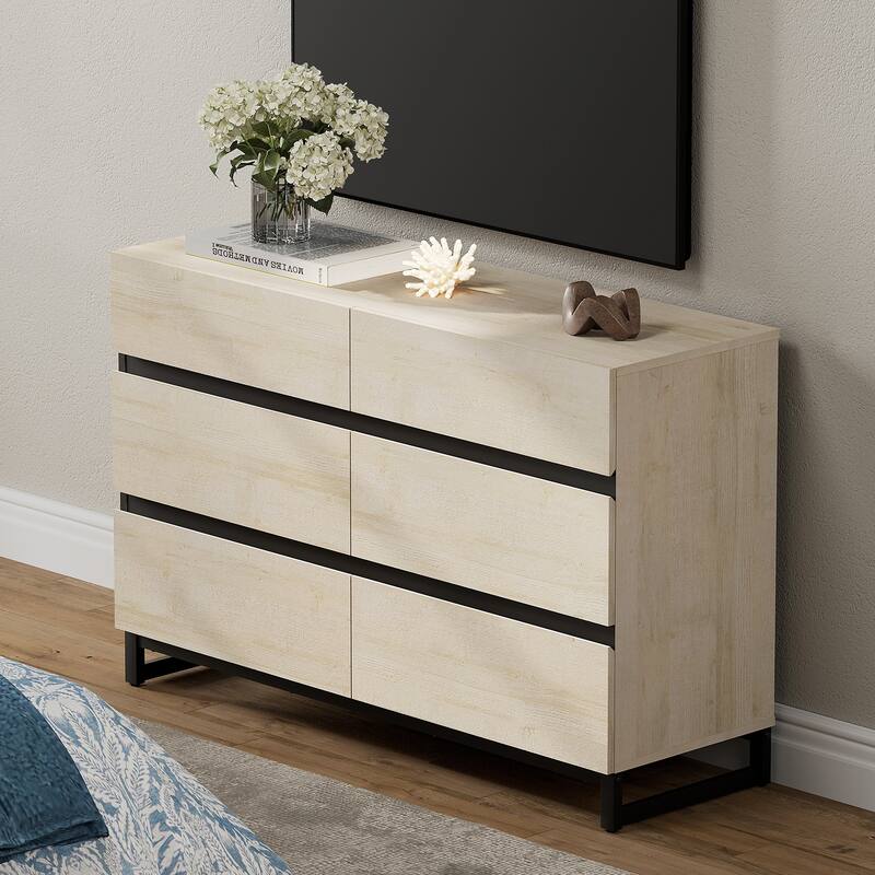WAMPAT Dresser for Bedroom, Closet Organizers and Storage with Drawers, Chest of Drawers with Metal Base, Modern Wooden Dresser