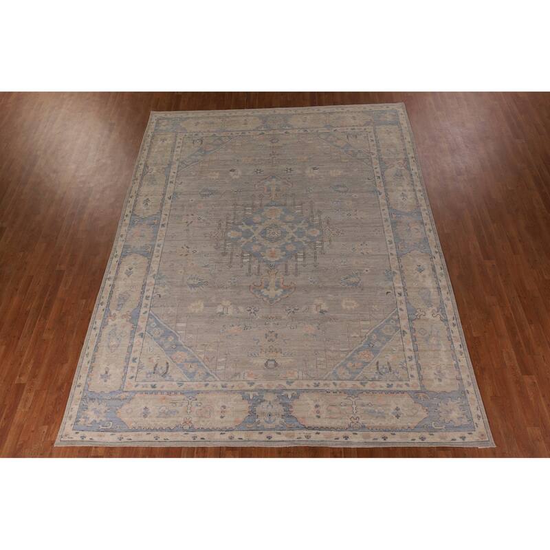 Vegetable Dye Oushak Turkish Rug Handmade Wool Carpet - 8'4" x 11'11"