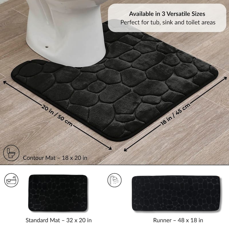 Memory Foam Contour Bath Mat Pebble Design 18x20