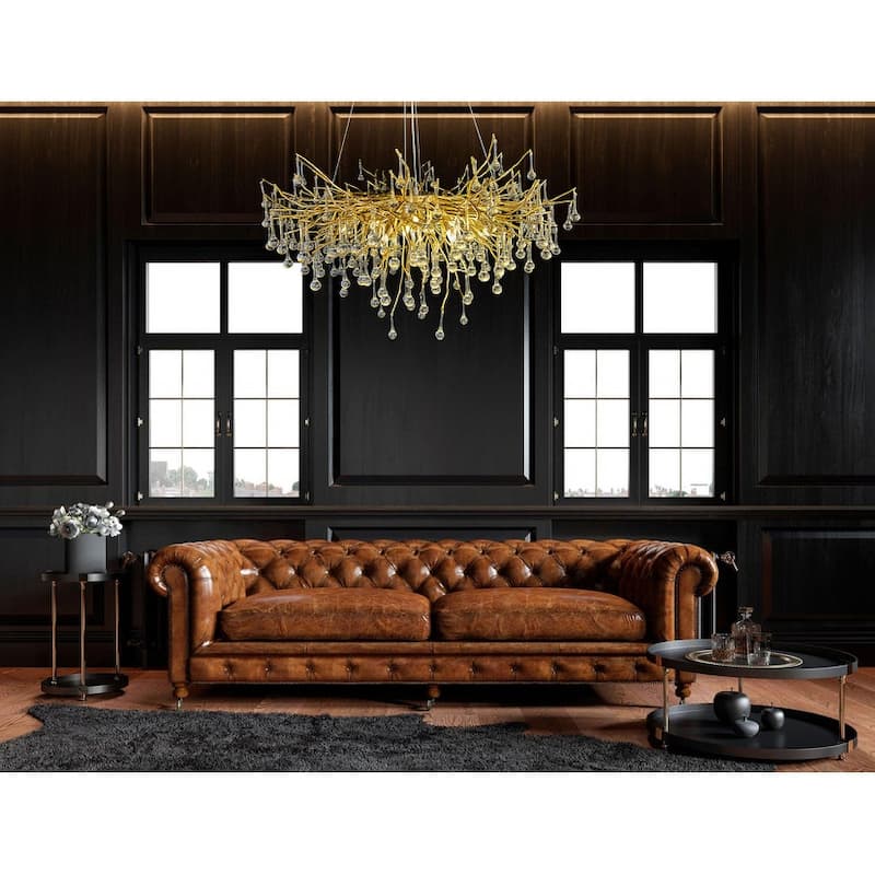 Crystal Tree Branch Modern Gold Round Chandelier