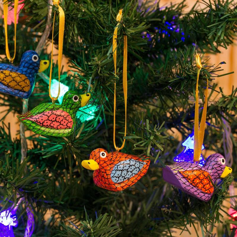 Novica Handmade Sweet Ducks Wood Alebrije Ornaments (Set Of 5) - 1.2" H x 1" W x 1.8" D