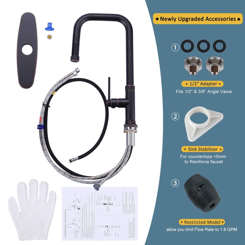 WOWOW Pull Down Sprayer Kitchen Faucet with Soap Dispenser