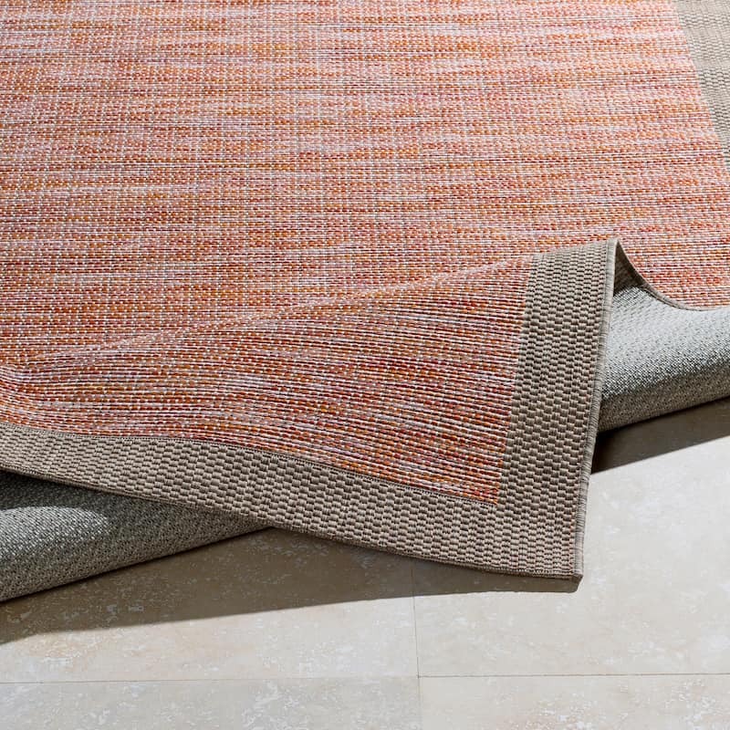 Cammie Solid Bordered Outdoor Area Rug