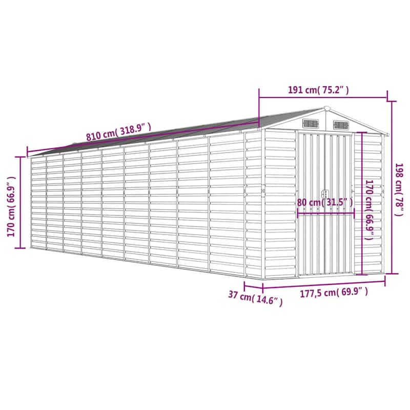 vidaXL Garden Shed Metal Outdoor Storage Shed Anthracite Galvanized Steel
