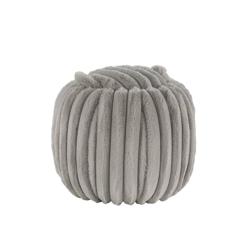 Yerba Plush Furry Channel Fabric Storage Ottoman by iNSPIRE Q Modern - Grey