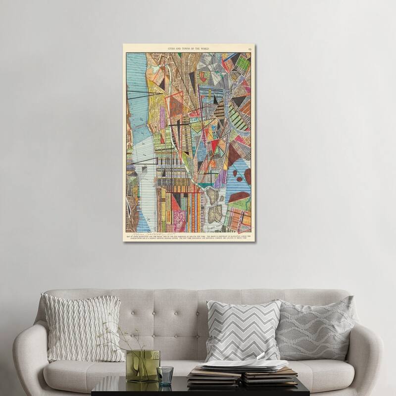 iCanvas "Modern Map of New York I" by Nikki Galapon Canvas Print - 48x32x1.5