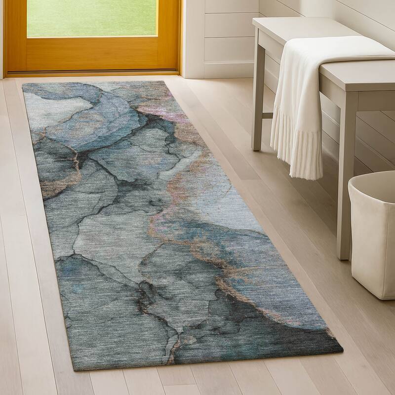 Machine Washable Indoor/ Outdoor Modern Brush Chantille Rug