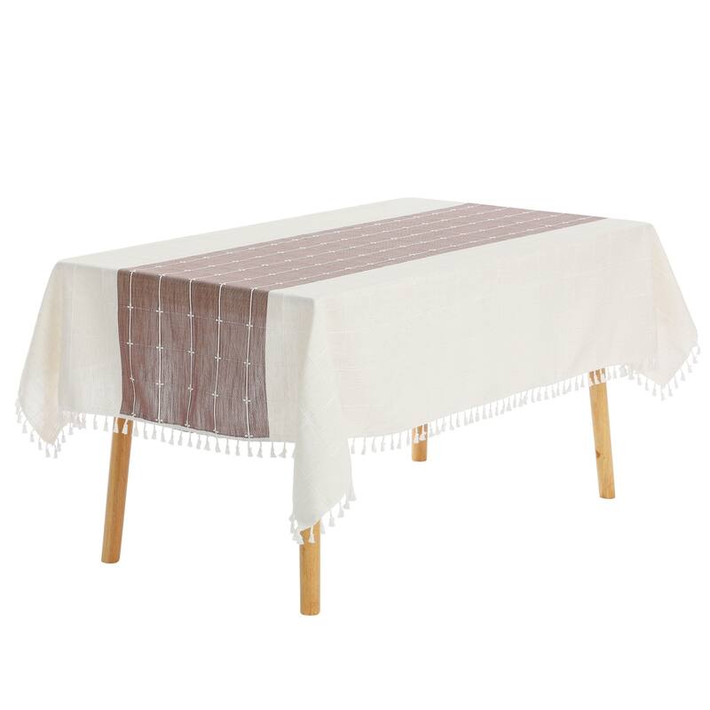 1 Pack Rectangle Tablecloth, Cotton Linen Spillproof Table Cover - Purple - 55x79inch