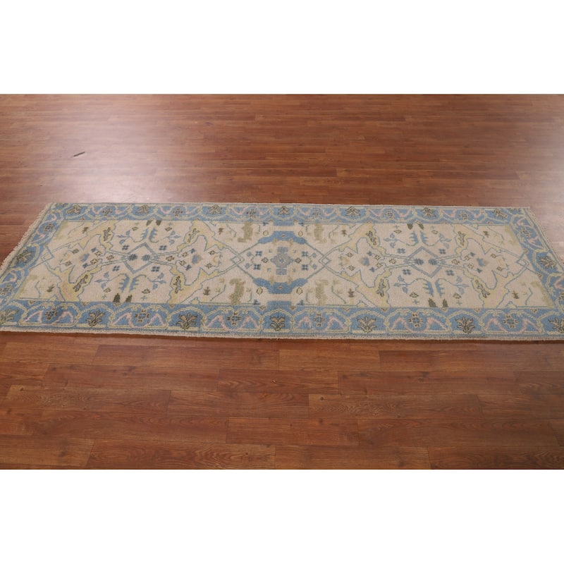 Oushak Oriental Runner Rug Hand-Knotted Wool Carpet - 2'7"x 7'10"
