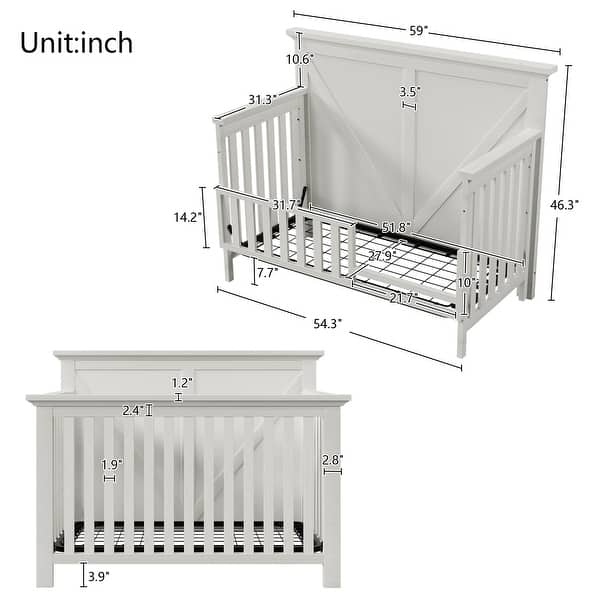 dimension image slide 0 of 2, 4-in-1 Convertible Baby Crib