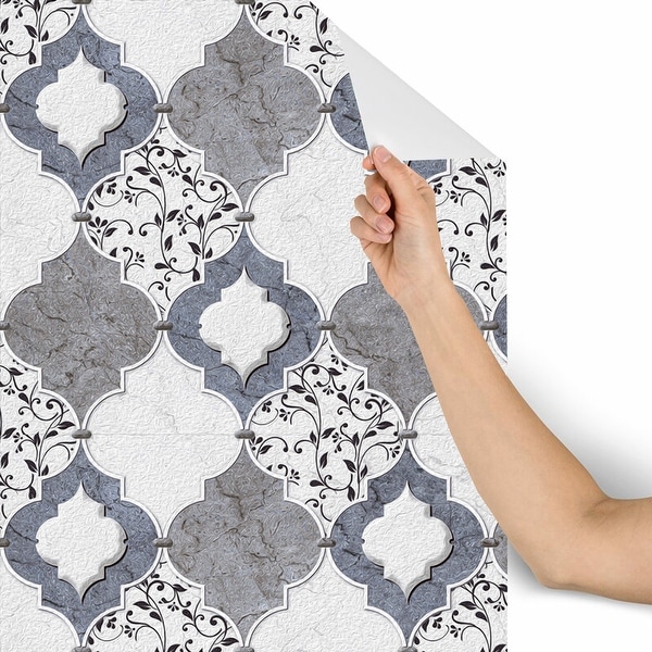 Wallpaper Roll Moroccan Black White Morrocan Tile Geometric And 24in x 27ft