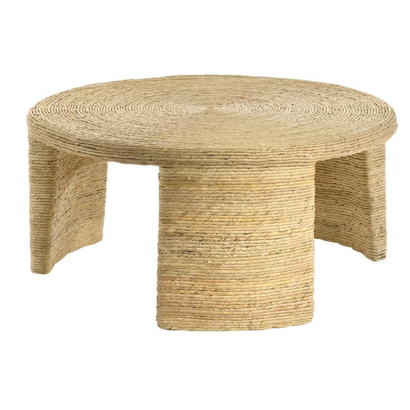 Mize Natural Woven Rattan Round Coffee Table