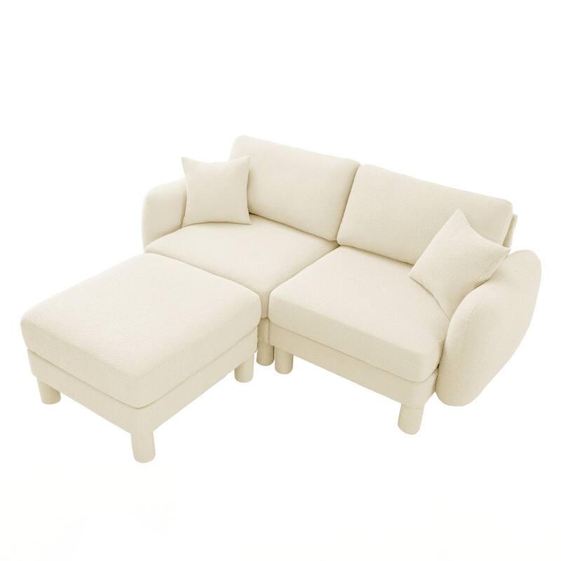 2-seater Loveseat Sofa Couch With Distinctive Shell-shaped Armrests And Removable Ottoman