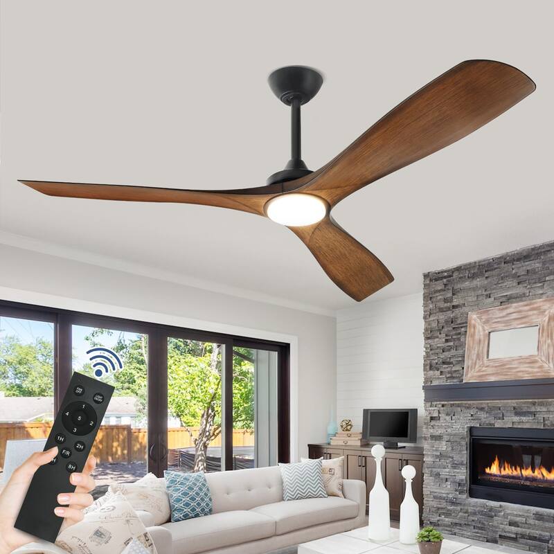 Remote Ceiling Fan with Lights Flush Mount - Walnut - 52"