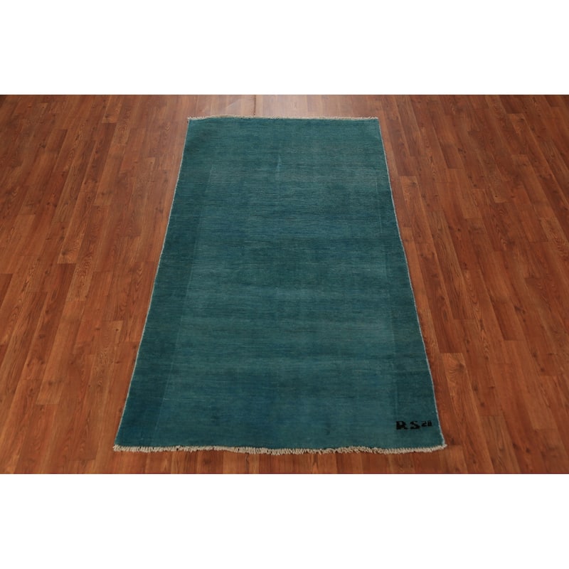 Gabbeh Oriental Rug Handmade Oriental Blue Wool Carpet - 3'5" x 6'0"