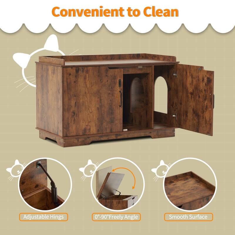 MCombo X-Large Cat Litter Box Furniture Hidden with Top Opening & Divider, Particle Board, CT37