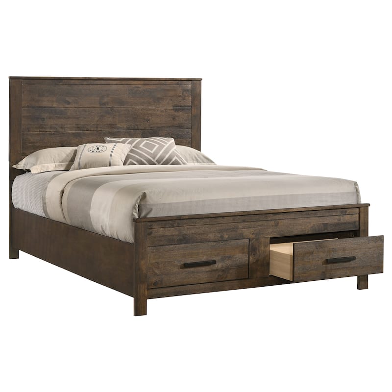 Woodmont Farmhouse Storage Bed Rustic Golden Brown