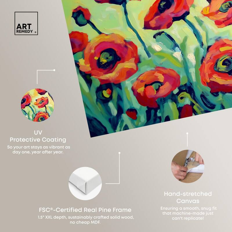 Red Poppy Field I Canvas by Art Remedy, Gallery Wrapped