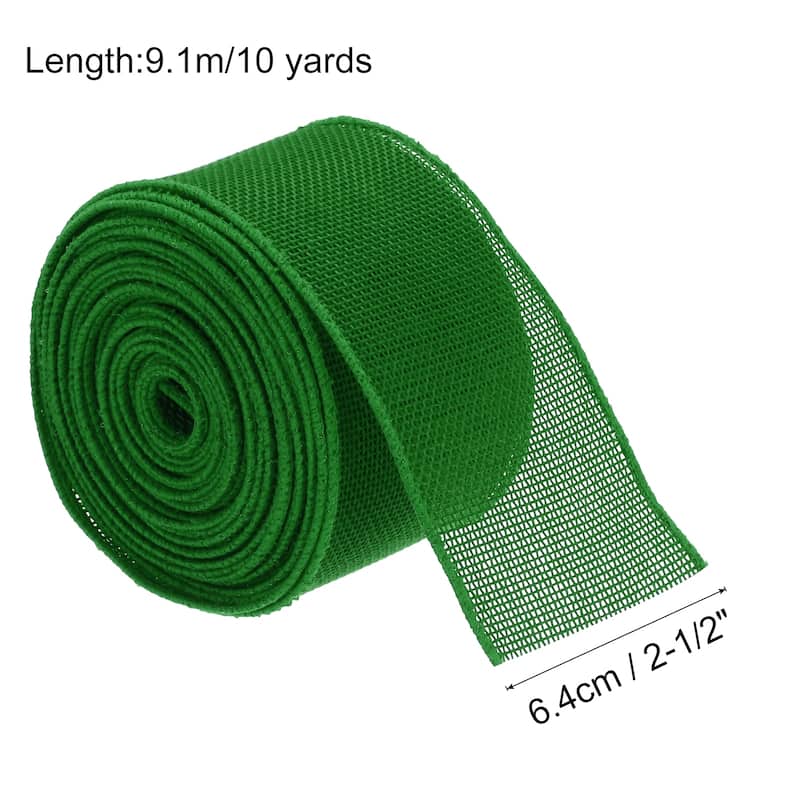 Burlap Ribbon Fabric Wired Edge Dark Orange for Wrapping - Green - 2-2/1 inch x 10 Yards