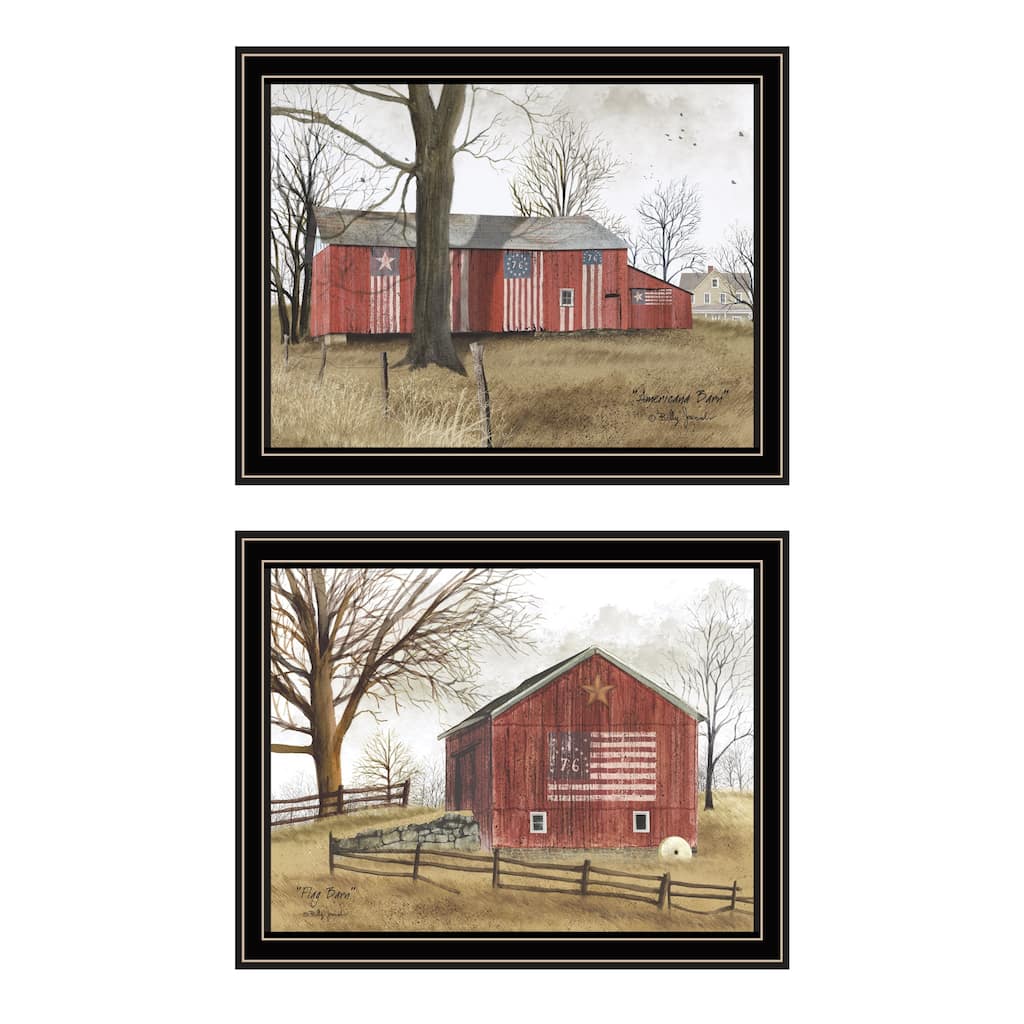 2-Piece Framed Wall Art Set - All American Barns, Black Frame