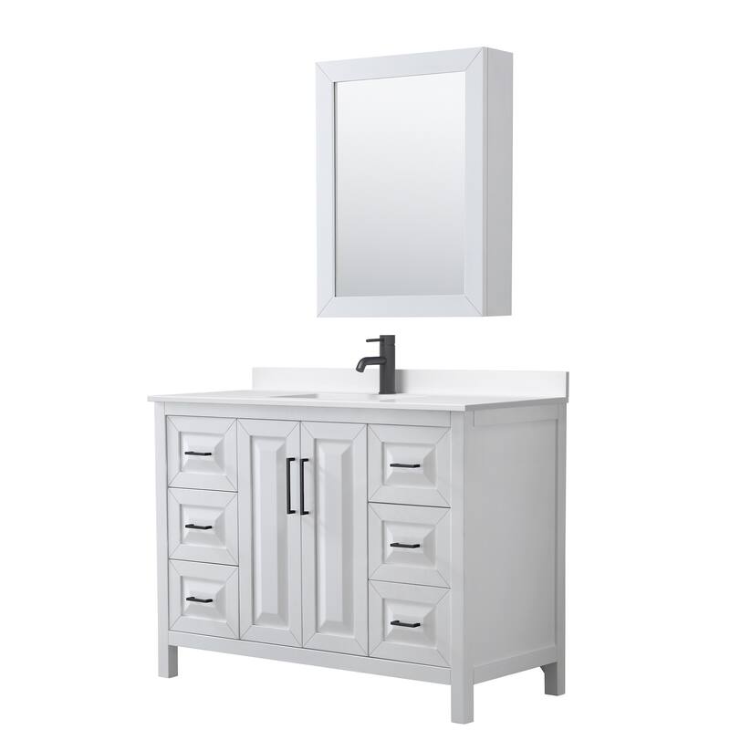 Daria 48-inch Single Vanity, Single Hole Quartz Top, Med Cabinet