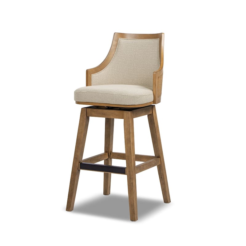 Bahama 26" Cane Rattan High-Back Swivel Counter Height Bar Stool