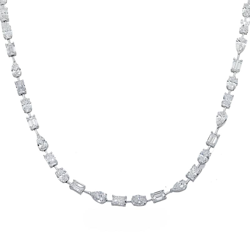 House Of Leon 14K White Gold Multi Cut Diamond Satellite Necklace 37.58ct