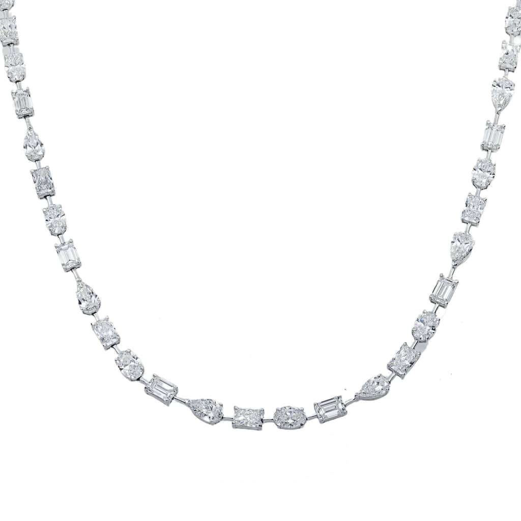 House Of Leon 14K White Gold Multi Cut Diamond Satellite Necklace 37.58ct