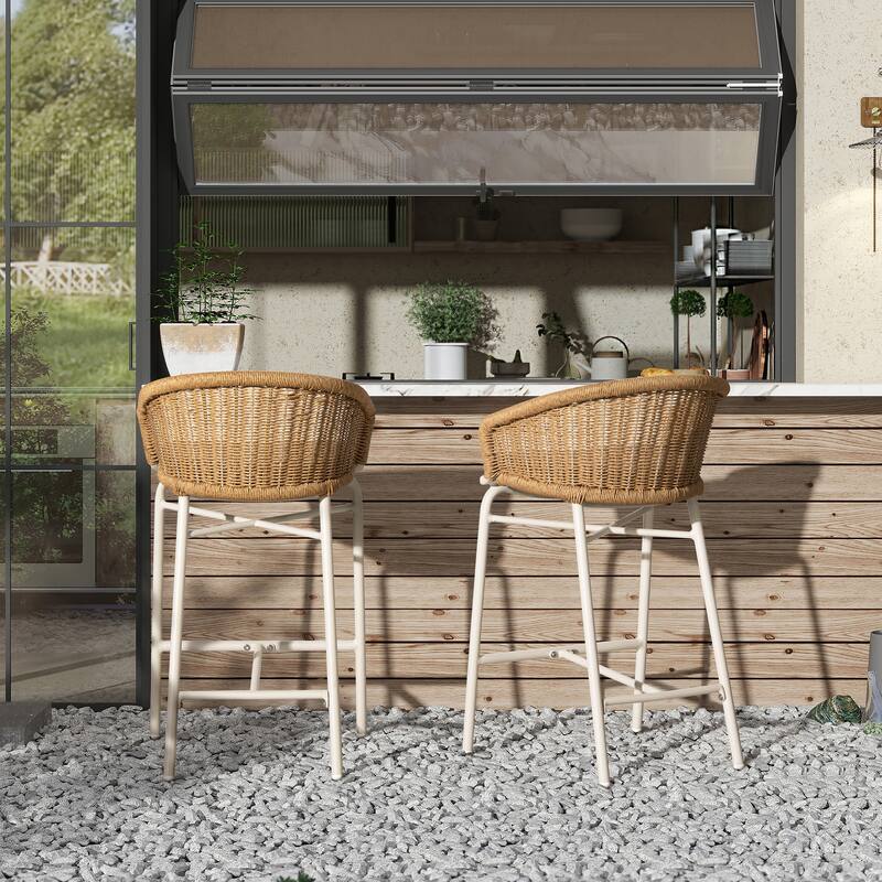 Wicker Back Outdoor Bar Stool