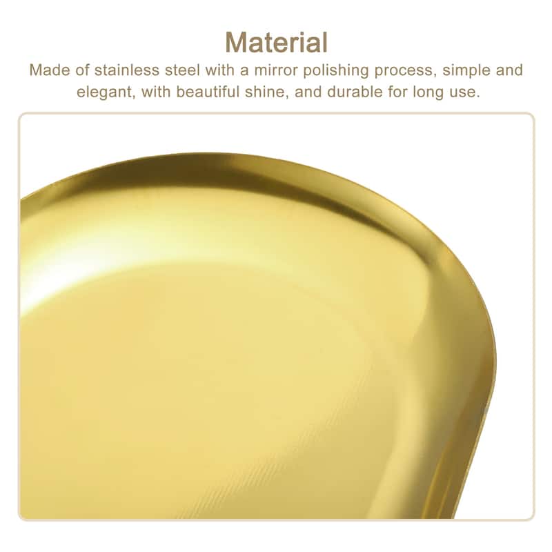 2pcs Stainless Steel Decorative Trays Gold Bathroom Cosmetic Trays (7 Inch)