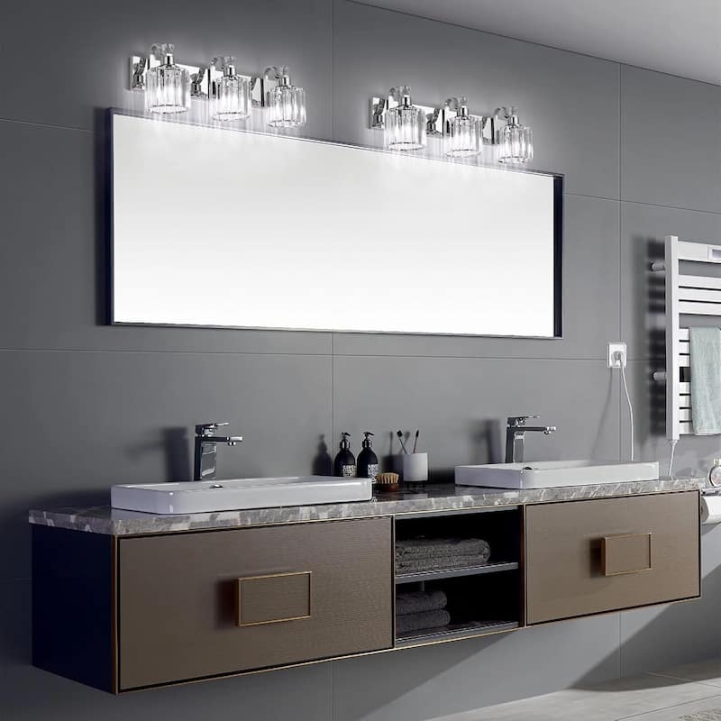 Modern Chrome Led Crystal Vanity Lights Over Mirror 4 Lights