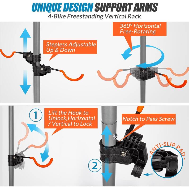 Suchtale 4 Bike Rack, Bicycle Rack, Garage Home Bike Storage Rack, Freestanding Gravity Bike Stand