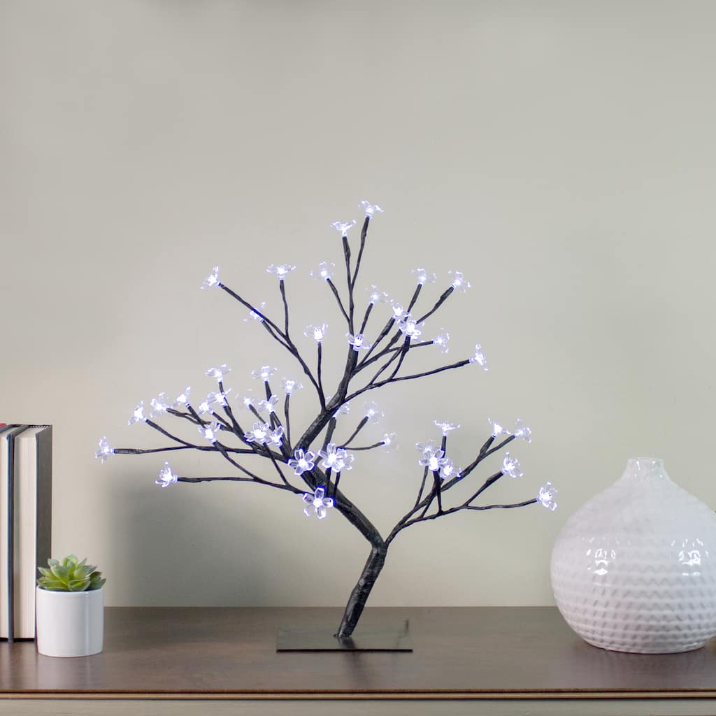 18" Japanese Sakura Blossom Flower Artificial Tree Pure White LED