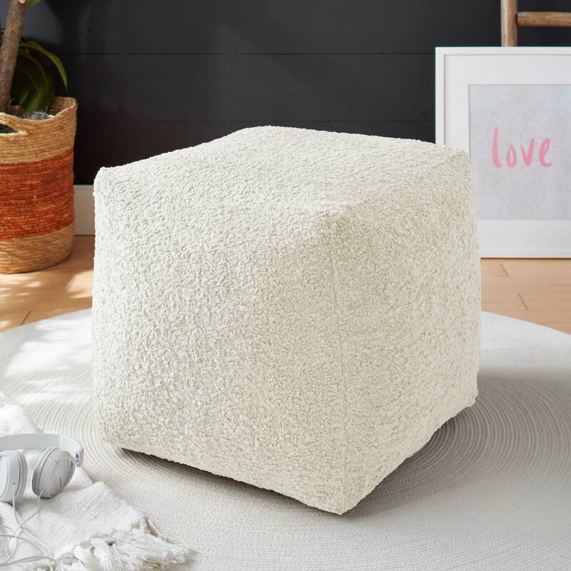 Sorra Home Indoor Bean Pouf - Vision - Zazzle Quartz - 17 in W x 17 in D x 17 in H
