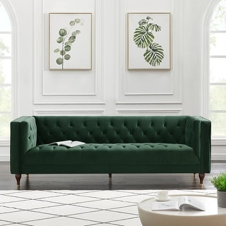 Hariel Mid Century Modern Style Tufted Green Sofa Couch for Living Room ...