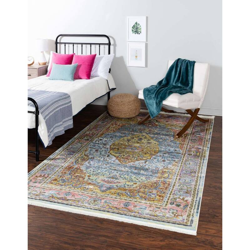 Traditional Samana Collection Area Rug - 10'x13' - Light Blue
